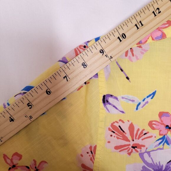 J Crew Shirt Mens Medium Floral Yellow Hawaiian Camp - Picture 8 of 11